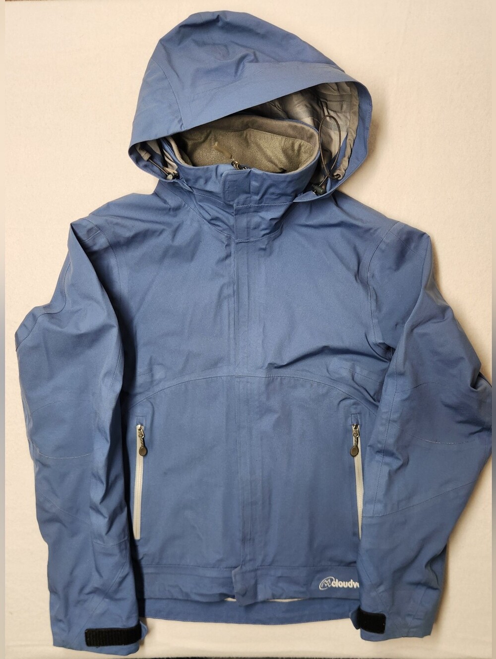 Cloudveil Blue Waterproof Rain Jacket Hooded Shell Vented Pit Zips Gorpcore Sz S